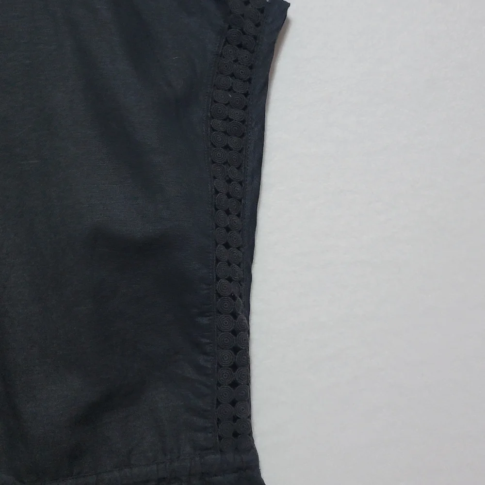 J. Crew Black V-Neck Women's Linen Swimsuit Cover-Up Top SIZE M. #770‎